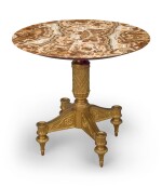  AN ITALIAN CARVED GILTWOOD ALABASTRO FIORITO TOPPED CIRCULAR TABLE, LATE 19TH CENTURY