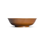 A cafe-au-lait-glazed bowl, Seal mark and period of Qianlong | 清乾隆 紫金釉弦紋盌 《大清乾隆年製》款
