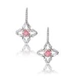 Pair of Fancy Intense Pink diamond and diamond earrings