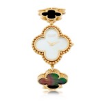 Reference 136674 Alhambra A yellow gold, mother-of-pearl and onyx bracelet watch, circa 2018
