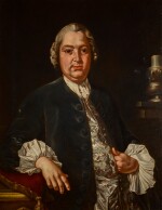CARLO AMALFI | Portrait of the composer Niccolò Jommelli (1714-1774), half-length, in a blue coat and satin waistcoat