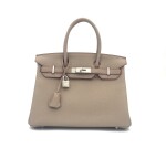 HERMÈS | BETON HORSESHOE STAMP SPECIAL ORDER BIRKIN 30 IN TAURILLON CLEMENCE LEATHER WITH PINK STITCHING AND PALLADIUM HARDWARE, 2020