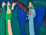 Walasse Ting 丁雄泉 | Three ladies with blue horse 三美與藍馬