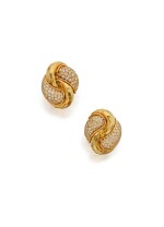 PAIR OF GOLD AND DIAMOND EARCLIPS, HENRY DUNAY