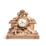 A terra cotta mantel clock, late 18th-early 19th century, workshop of Joseph Charles Marin | Pendule en terre cuite, fin XVIIIe-début XIXe siècle, atelier de Joseph-Charles Marin