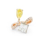 Bague diamant Fancy Vivid Yellow et diamants | Fancy Vivid Yellow diamond and diamond ring