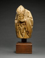 French, 15th century | Half figure of a saint holding his head, possibly Saint Nicaise