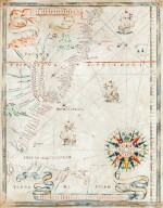 PORTULAN -- Joan MARTINES [?]. Carte portulan de la côte atlantique de l'Amérique du Sud. Messine, ca 1570-1591.