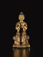 A gilt-copper alloy figure of Maitreya, Yuan dynasty | 元 銅合金鎏金彌勒菩薩像  ﻿