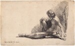A Nude Man Seated on the Ground with one Leg Extended (B., Holl. 196; New Holl. 234; H. 221)