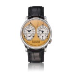 Chronomètre à Résonance  A platinum dual time wristwatch with power reserve indication and brass movement, Circa 2002 