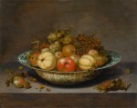 JOHANNES BOUMAN | STILL LIFE OF FRUIT IN A KRAAK BOWL, ON A LEDGE