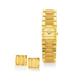 PIAGET | DANCER, REFERENCE 81317 K81 A YELLOW GOLD BRACELET WATCH WITH A PAIR OF ASSOCIATED CUFFLINKS, CIRCA 1990