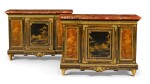A pair of Louis XIV style gilt-bronze mounted calamander and hardwood breakfront side cabinets, English, last quarter 19th century
