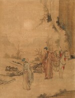 ANONYME, SCÈNES DE PERSONNAGES DYNASTIE QING, XIXE SIÈCLE | 清十九世紀 人物故事圖 設色絹本 九開冊 | Anonymous, Figural scenes, ink and colour on silk, album of nine leaves, Qing Dynasty, 19th century