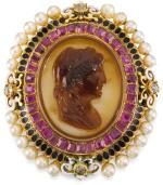 JOHAN GEORG (GEORGES) BISSINGER (1836-1912), FRENCH, PARIS, CIRCA 1870 | CAMEO WITH THE PROFILE OF A ROMAN WOMAN, PERHAPS A PTOLEMAIC PRINCESS