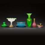 A group of six semi-opaque glass items, 19th century and later