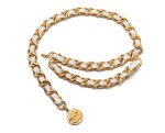 CHANEL | VINTAGE WHITE LEATHER AND GOLD-TONE CHAIN BELT
