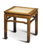 A huanghuali rectangular waisted stool, Late Ming dynasty | 明末 黃花梨束腰方凳