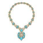 Turquoise and Diamond Pendant-Necklace