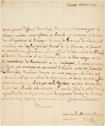 C.W. Gluck. Autograph letter in French, to the playwright Charles Palissot, signed ("Gluck"), 1780