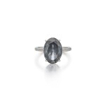 Fancy Dark Bluish Gray Diamond and Diamond Ring