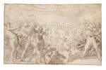 An Old Testament Scene, with a fearful crowd attacked by Demons