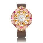 Divas, Reference 102420 | A pink gold, diamond, sapphire and opal-set wristwatch with mother-of-pearl dial, Circa 2021 | 寶格麗 | Divas 型號102420 | 粉紅金鑲鑽石、藍寶石及蛋白石腕錶，備珠母貝錶盤，約2021年製