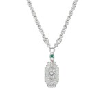 EMERALD AND DIAMOND PENDENT NECKLACE, EARLY 20TH CENTURY   祖母綠 配 鑽石 項鏈, 20世紀初期