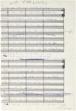Johnny Rotten | No Feelings, autograph manuscript lyrics, 1976