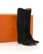 Black suede boots, Hermès