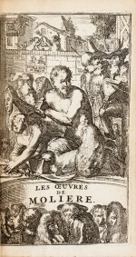 MOLIERE. Œuvres.1675 et Œuvres posthumes, 1684. Ens. de 6 vol, maroquin rouge de Trautz et de Cuzin. 