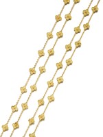 Van Cleef & Arpels | Pair of gold sautoirs, 'Alhambra' | 梵克雅寶 | 黃金「Alhambra」黃金長項鏈一對