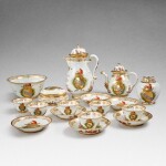 A rare Meissen armorial tea and coffee service made for the Morosini family, the sugar box Dated 1731 