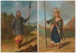 FOLLOWER OF JEAN BAPTISTE VAN MOUR  |  Portrait of a janissary, standing before an encampment; and Portrait of a Turkish guard before an encampment