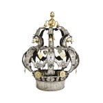 A Large Parcel-Gilt Silver Torah Crown, probably Polish, late 18th - early 19th century