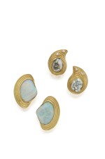 TWO PAIRS OF GOLD AND GEM-SET EARCLIPS, CHRISTOPHER WALLING