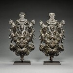Workshop of Nicolò Roccatagliata and Sebastiano Nicolini | Italian, Venice, first third 17th century | Pair of Ornaments with Lions Rampant and Putto Masks
