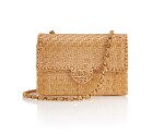 CHANEL | WICKER RATTAN WITH GOLD-TONE METAL CLASSIC SHOULDER BAG