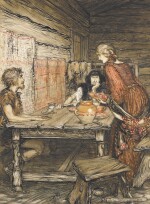 Arthur Rackham | Original illustration for The Rhinegold and the Valkirie (The likeness between Siegmund and Sieglinde)