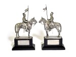 A pair of silver equestrian figures of the Viceroy of India's bodyguard, Garrard & Co. Ltd., London, 1968