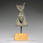 AN EGYPTIAN BRONZE HEAD OF THE GODDESS ISIS, 21ST/25TH DYNASTY, 1075-656 B.C.