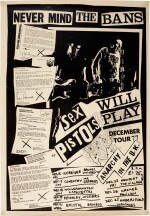 Jamie Reid | Never Mind the Bans, the Sex Pistols Will Play, promotional poster, 1977
