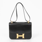 HERMÈS | BLACK BOX LEATHER CONSTANCE 23 WITH GOLD HARDWARE