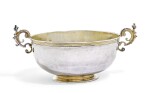 A German parcel-gilt silver bowl, maker’s mark a standing figure holding a flag, Danzig, first half of the 17th century
