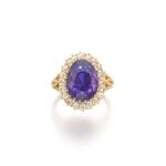 Colour change sapphire and diamond ring