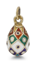 A Fabergé silver and cloisonné enamel egg pendant, St Petersburg, 1899-1904