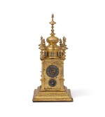 A South German Renaissance gilt copper tower table clock, probably Augsburg,  mid-17th century | Renaissance-Türmchenuhr aus vergoldetem Kupfer, Süddeutschland, wohl Augsburg, Mitte 17. Jh.