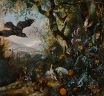 Landscape with drugged Birds in the Flower and Underbrush of the Wood