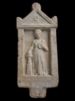 A Marble Funerary Stele inscribed for Demea and Time, circa 1st Century B.C./1st Century A.D.